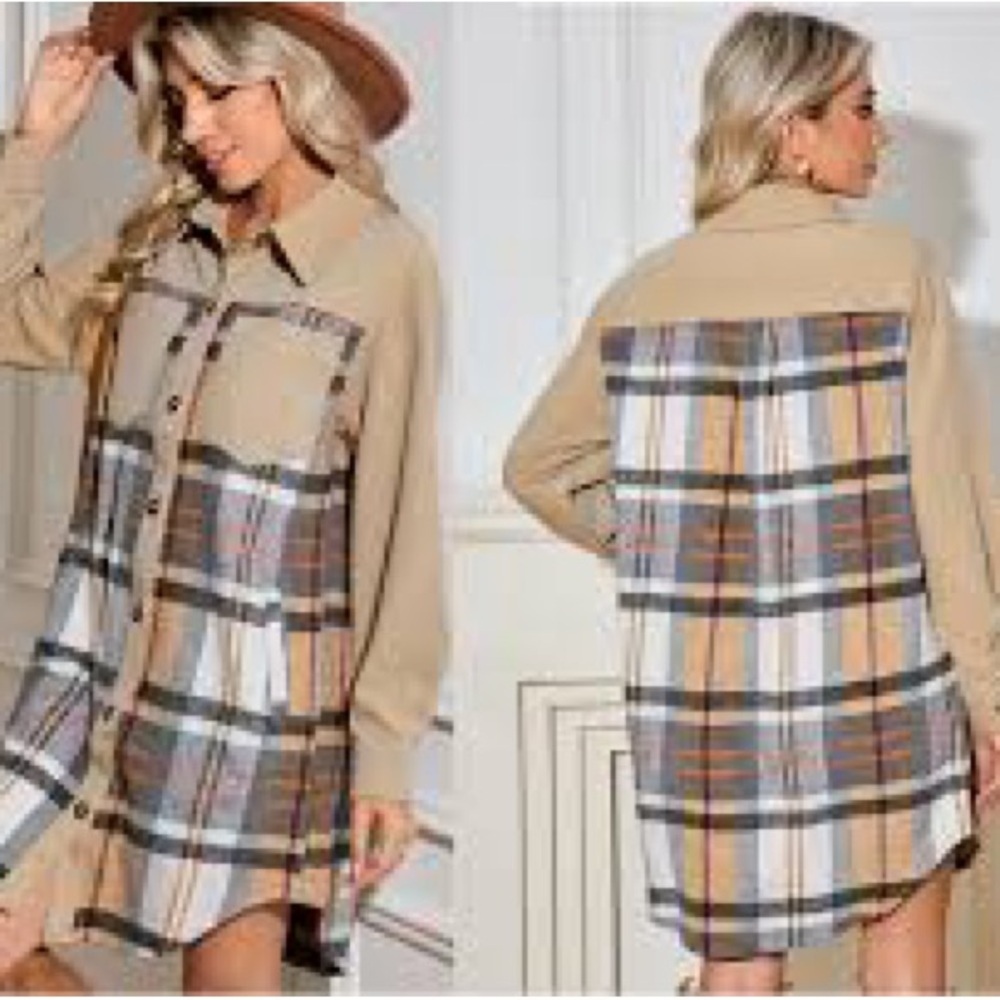 Willow & Thread Plaid Flannel Jacket Shirt Dress 2XL Autumn